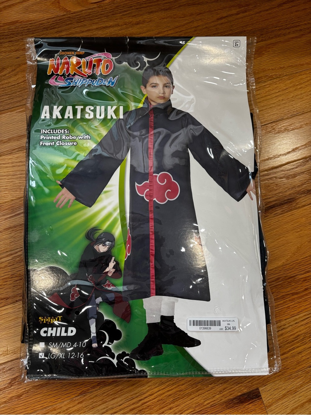 Naruto Shippuden Akatsuki Child L/XL 12-16 Costume Robe Anime Cosplay